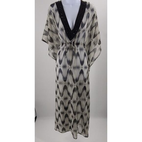 Club Z Collection women's cover up black Size Large beachy resort wear maxi - Picture 1 of 7